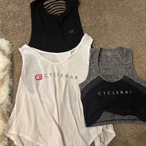 Cyclebar Black and White Crop Tank Tops Sleeveless